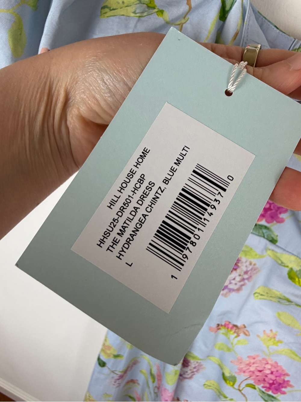 Hill House NWT Matilda Dress Hydrangea Chintz Blue Multi Size L - Picture 8 of 11